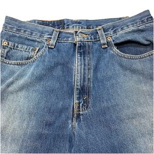 Y2K Levi's 550 34x34 (33x33) Mens Jeans Relaxed Medium Wash Distressed Paint USA